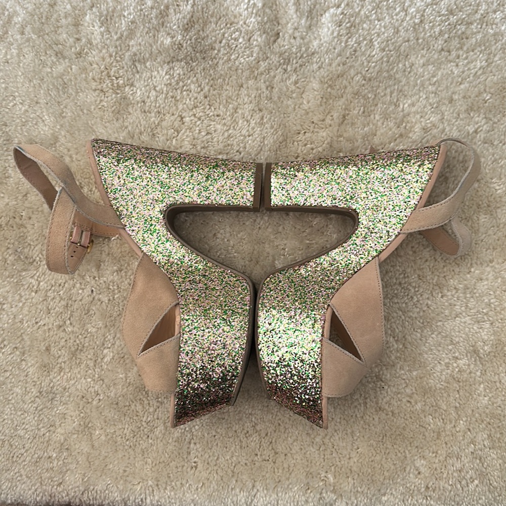 Kimchi Blue Glitter Wedges